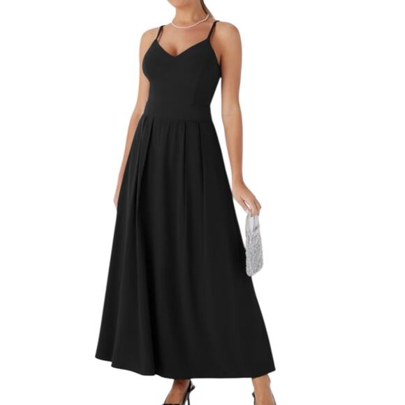 NWT Halara Breezeful Black Flowy Quick Dry Pocket Maxi Dress Size XL - Picture 1 of 12